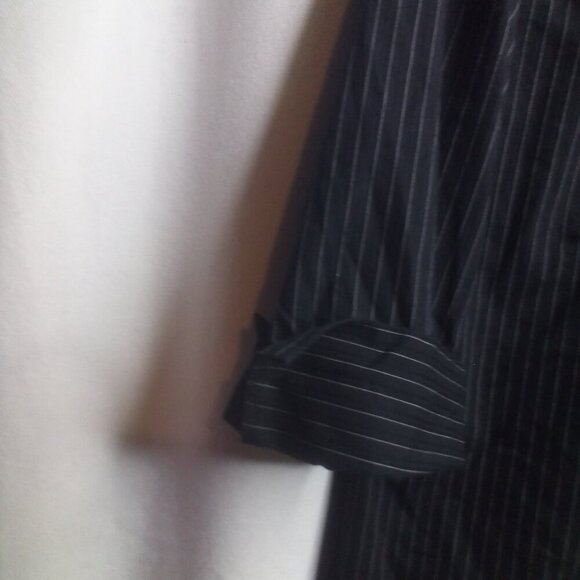 Worthington Blouse Shirt Women L Button Up 3/4 Sleeve Stripe Black White - Picture 8 of 16